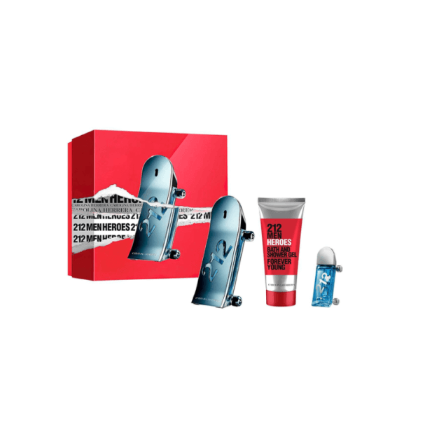 212 MEN HEROES CAROLINA HERRERA 90ML + 7ML + SHOWER GEL