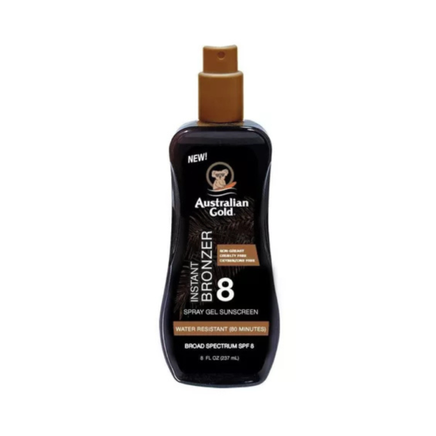 AUSTRALIAN GOLD SPF 8 SPRAY GEL W.BRONZER 237 ml.