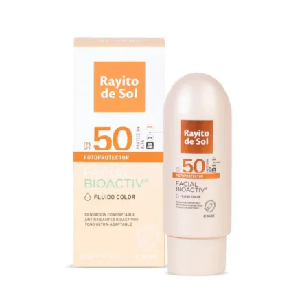 RAYITO DE SOL PROTECTOR SOLAR FACIAL FPS 50 BIOACTIV FLUIDO COLOR 01 NUDE – 50G